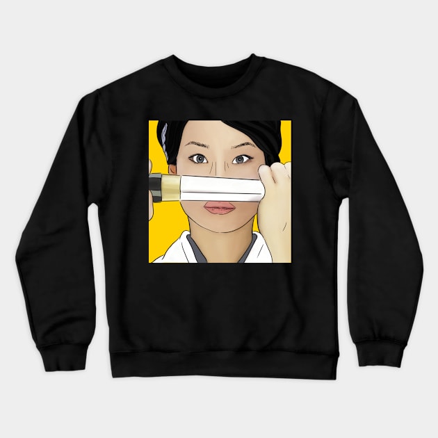 Lucy Liu on Kill Bill Crewneck Sweatshirt by Sue Cranberry